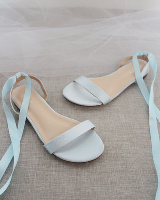 light blue satin sandals