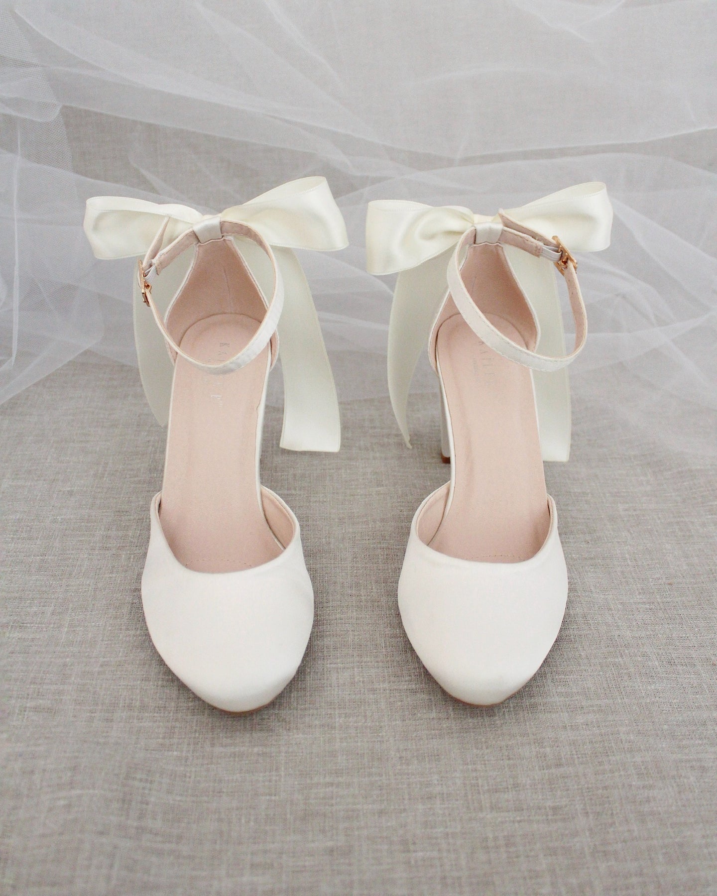 Wedding shoes with bow on back sales