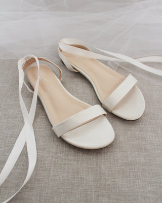 Satin Flat Sandal with Ballerina Lace UpWomen Shoes