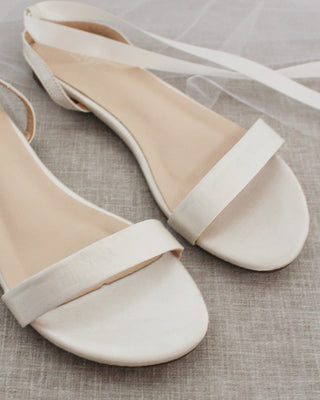 Satin Flat Sandal with Ballerina Lace UpWomen Shoes