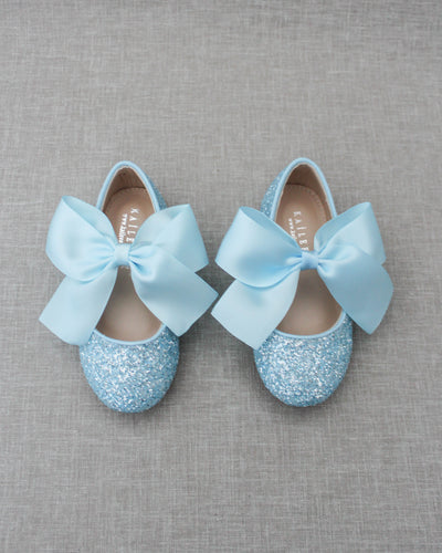 Light blue glitter shoes with bow