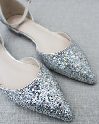 Silver Glitter Women Flats