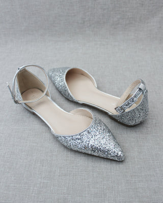 Silver Glitter Women Flats