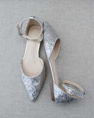 Silver Glitter Women Flats