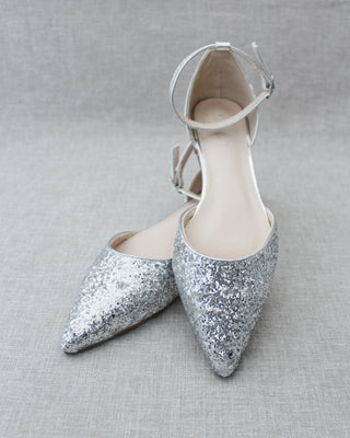 Silver Glitter Women Flats