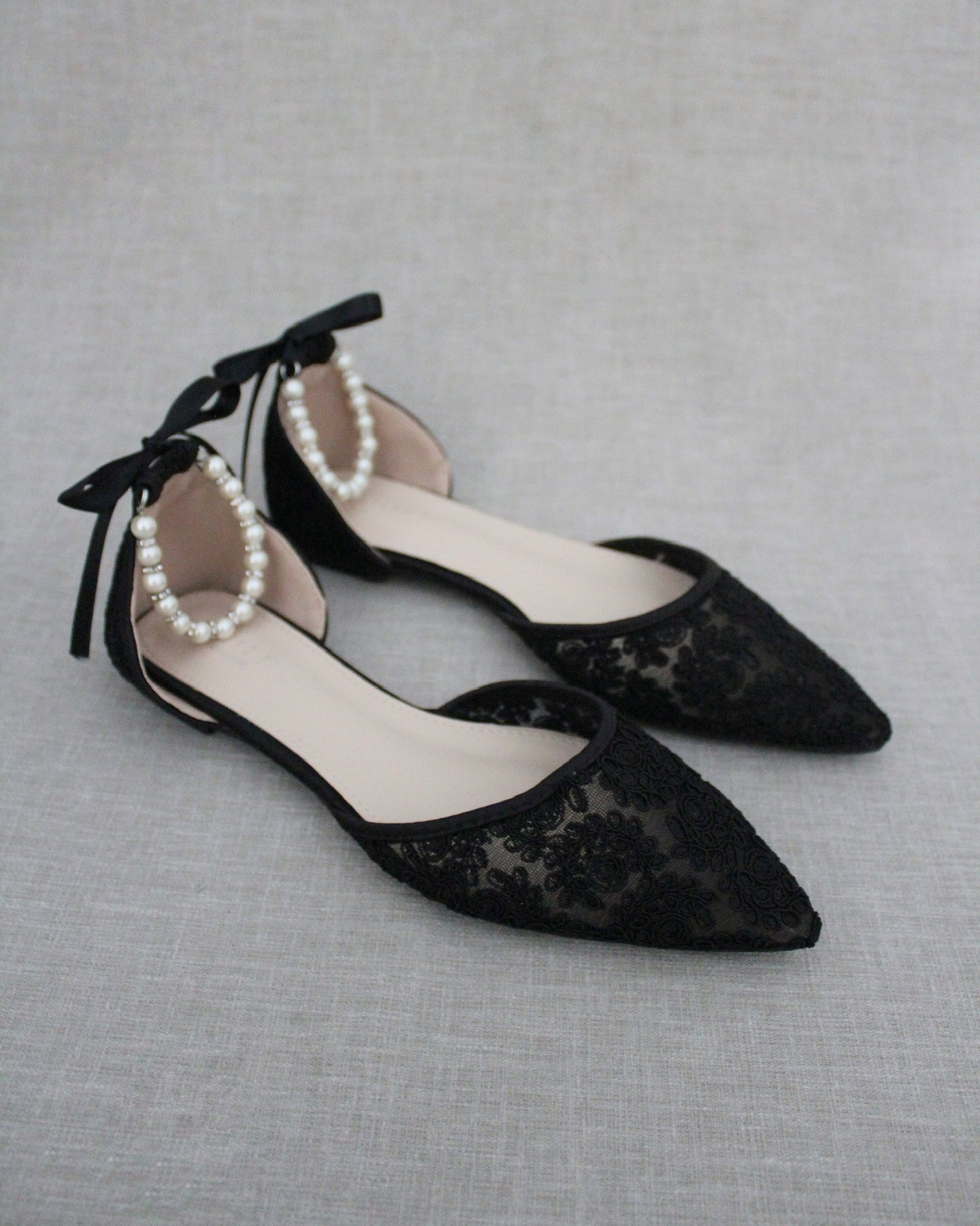 Black evening hotsell shoes with pearls