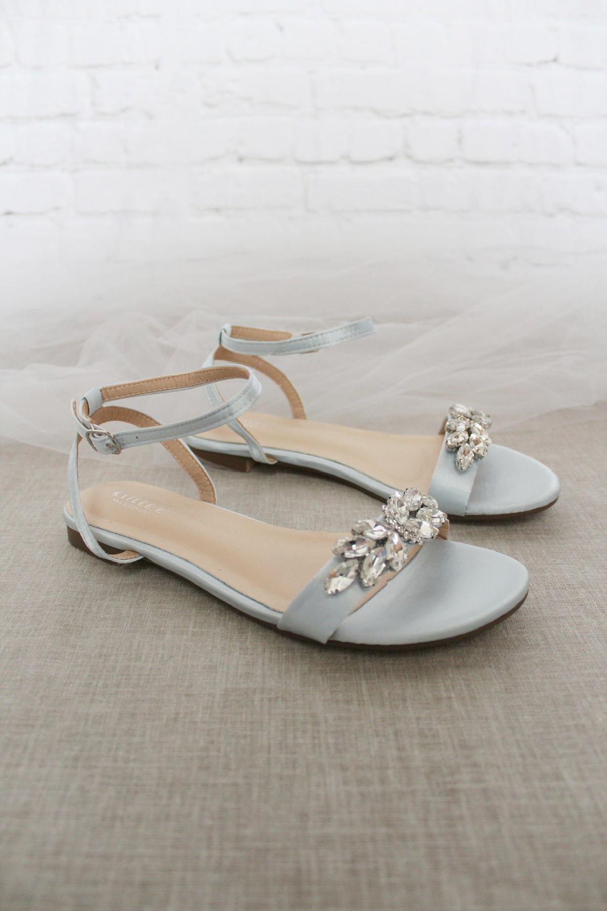 Jeweled metallic ankle sales strap flat sandals
