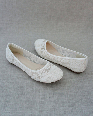 Ivory Crochet Lace Ballet Flats