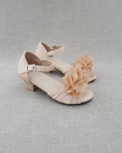 Champagne chiffon Flowers Girls Sandals