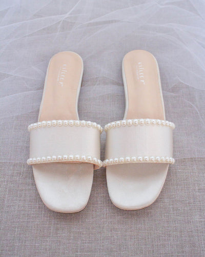 ivory sandals with pearls