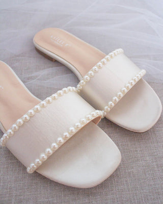 ivory sandals with pearls