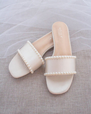 ivory sandals with pearls