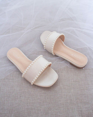 ivory sandals with pearls