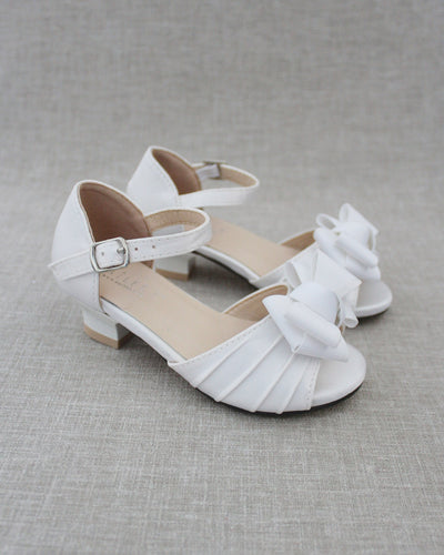 Girls Satin Heel Sandals with Bow