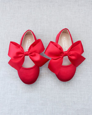 Satin Mary Jane Flats with Satin Bow
