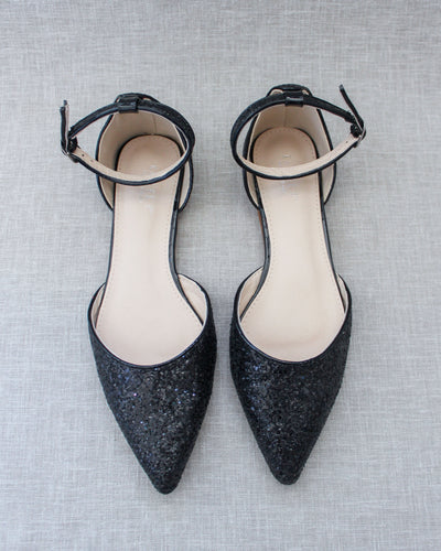Black Glitter Women Flats