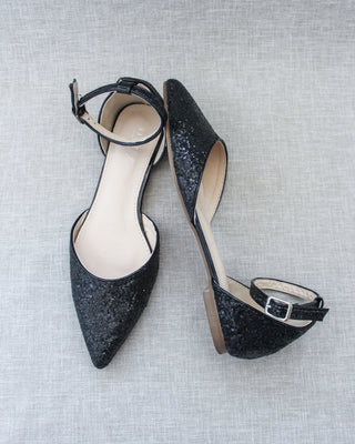 Black Glitter Women Flats