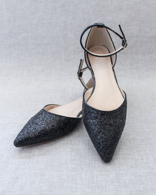 Black Glitter Women Flats