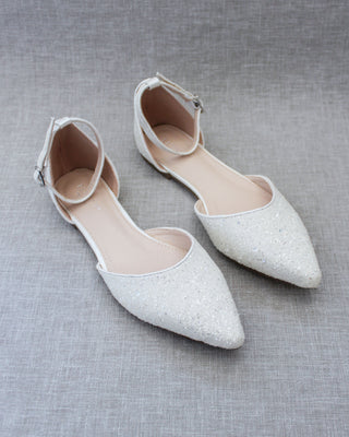 White Glitter Women Flats