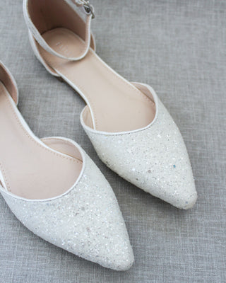 White Glitter Women Flats
