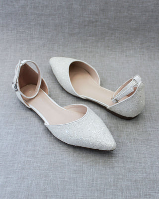 White Glitter Women Flats
