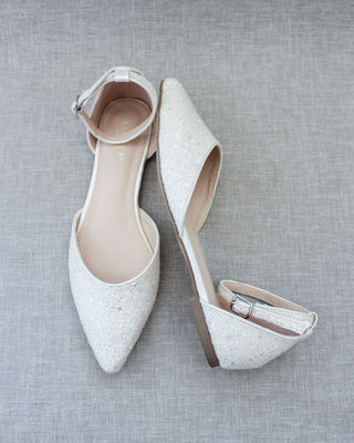 White Glitter Women Flats