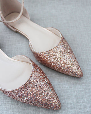 Rose Gold Glitter Women Flats