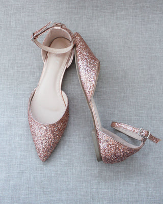 Rose Gold Glitter Women Flats