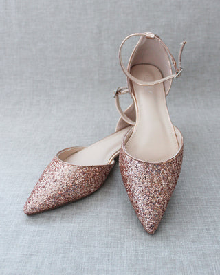 Rose Gold Glitter Women Flats