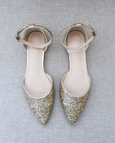 Gold Glitter Women Flats