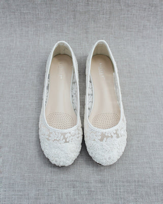 Ivory Crochet Lace Ballet Flats