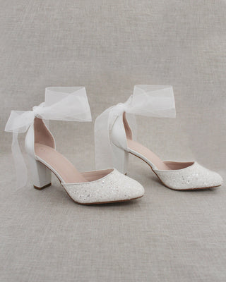 Rock Glitter Block Heel with Wrapped Satin Tie