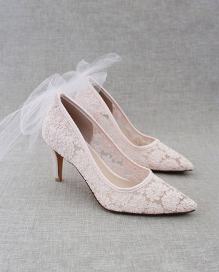 dusty pink lace pump
