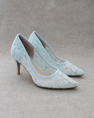 light blue lace pump