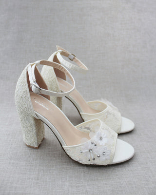 ivory wedding block heels