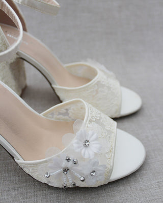 ivory wedding block heels