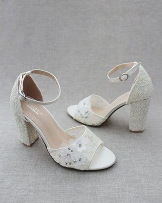 ivory wedding block heels