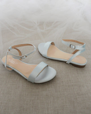 Satin Flat Sandal with Ankle StrapWomen Shoes