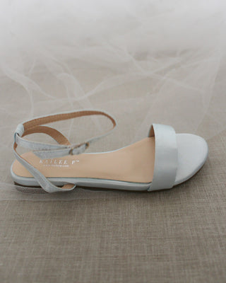 Satin Flat Sandal with Ankle StrapWomen Shoes