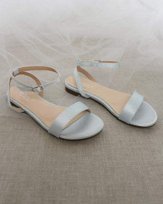Satin Flat Sandal with Ankle StrapWomen Shoes