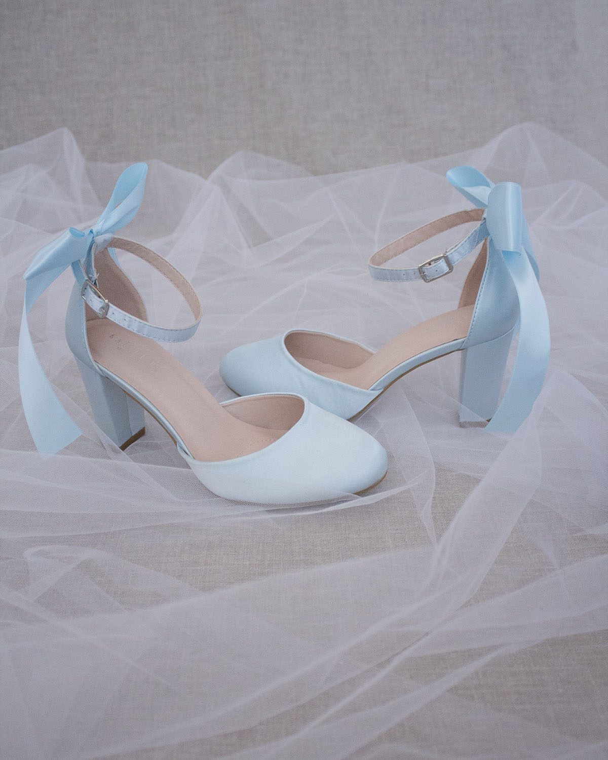 Satin Block Heel with Satin Back Bow