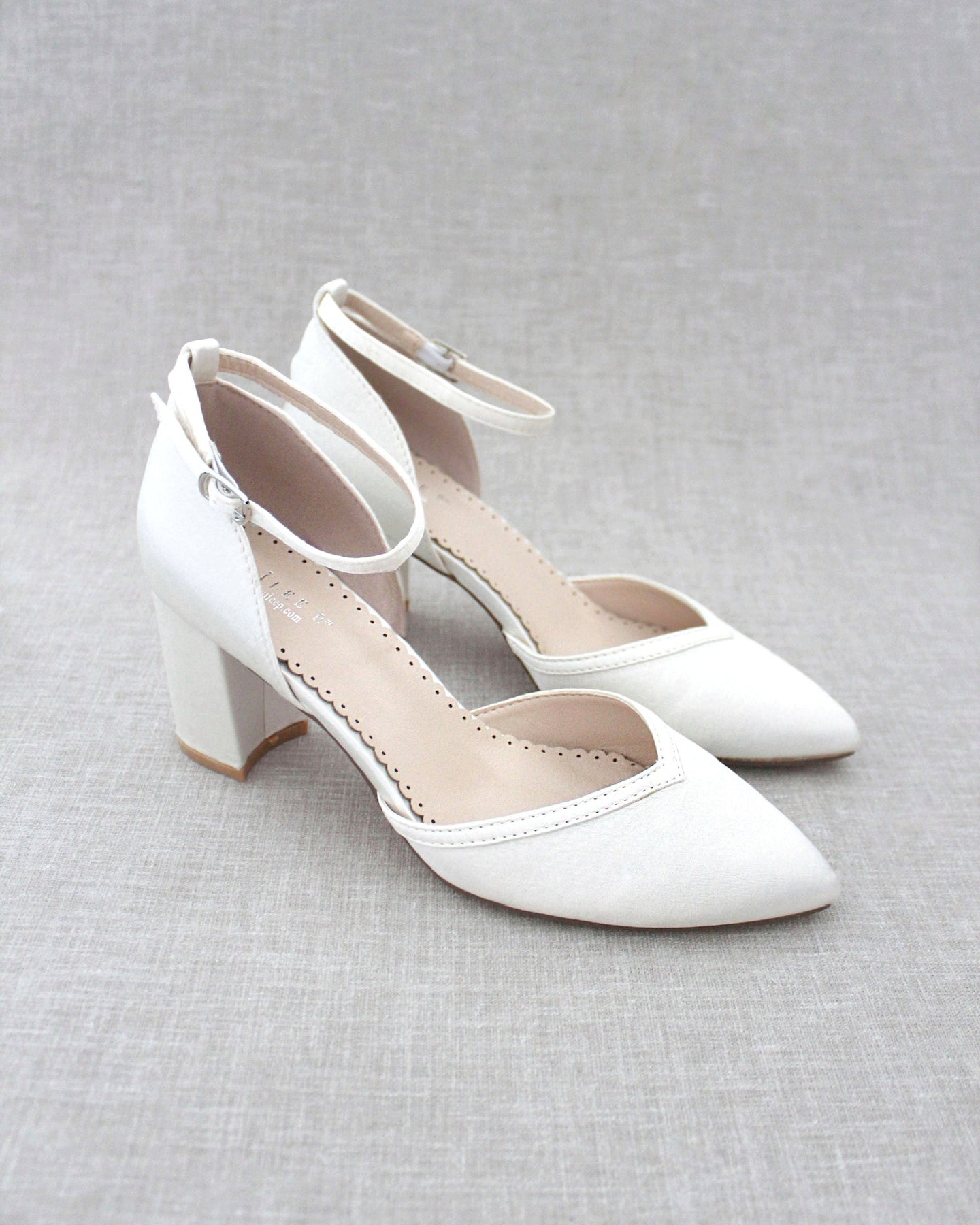 Bridal Shoes Heeled Shoes Wedding Shoes Beige Satin Bias 