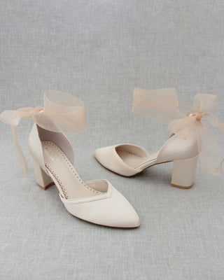 Ankle Wrap Tie Evening Block HeelsWomen Shoes
