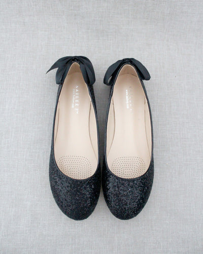black glitter women flats