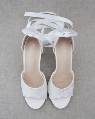 white rock glitter ballerina block heel