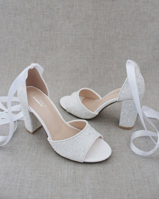 white rock glitter ballerina block heel