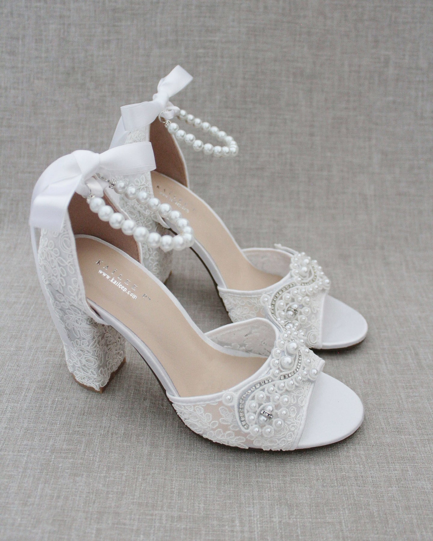 Bridal block heels clearance ivory
