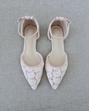 Crochet Lace Pointy Toe with Mini Pearls