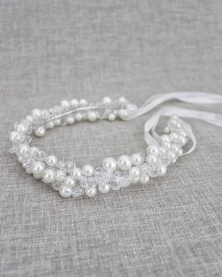 Pearl and Crystal Beaded Headpiece