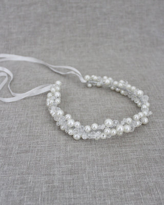 Pearl and Crystal Beaded Headpiece